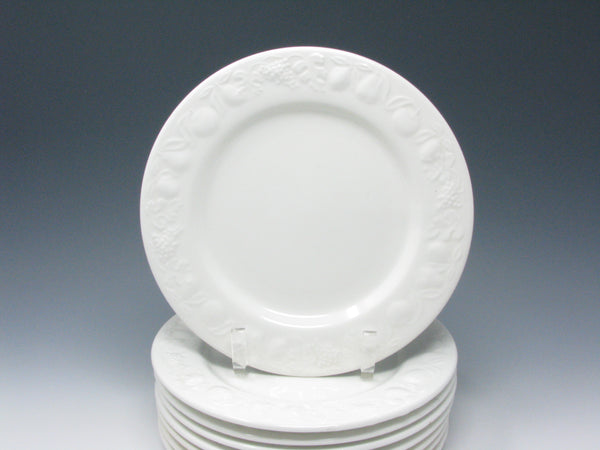 Vintage Franco Giorgi Quadrifoglio White Italian Ceramic Dinnerware Set with Embossed Fruit - 41 Pieces