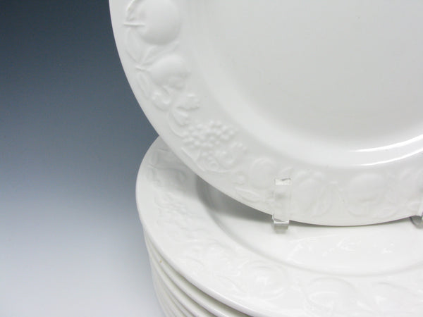 Vintage Franco Giorgi Quadrifoglio White Italian Ceramic Dinnerware Set with Embossed Fruit - 41 Pieces