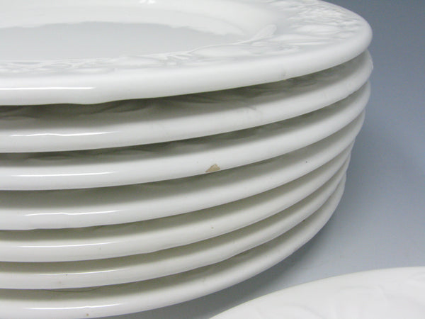 Vintage Franco Giorgi Quadrifoglio White Italian Ceramic Dinnerware Set with Embossed Fruit - 41 Pieces