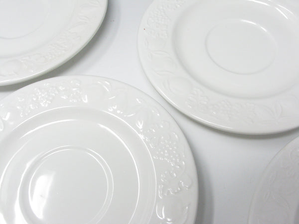 Vintage Franco Giorgi Quadrifoglio White Italian Ceramic Dinnerware Set with Embossed Fruit - 41 Pieces