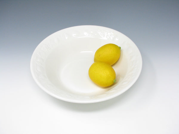 Vintage Franco Giorgi Quadrifoglio White Italian Ceramic Dinnerware Set with Embossed Fruit - 41 Pieces