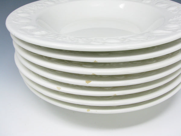 Vintage Franco Giorgi Quadrifoglio White Italian Ceramic Dinnerware Set with Embossed Fruit - 41 Pieces