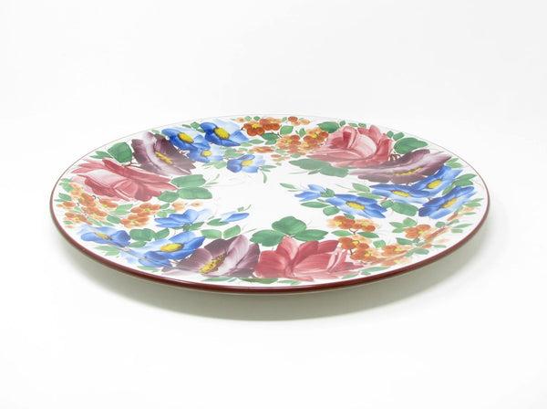 Vintage 1930s Galvani Italy Large Ceramic Decorative Plate with Hand-Painted Floral Pattern