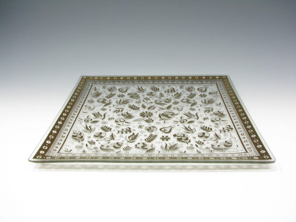 Vintage Georges Briard Persian Garden Bent Glass and 22K Gold Serving Tray