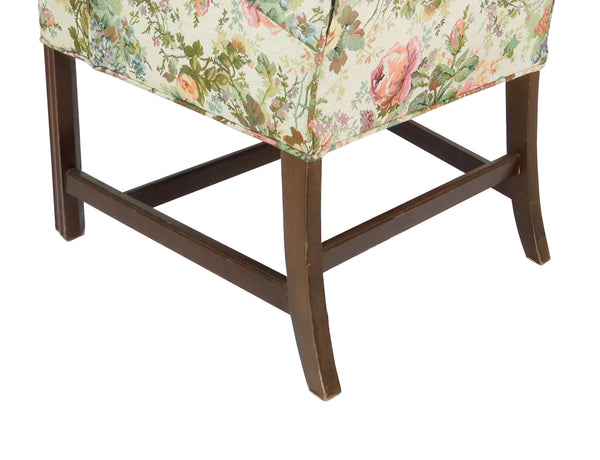 edgebrookhouse Vintage Georgian Style Camelback Shallow Wing Chairs With Walnut Legs - a Pair