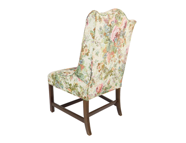 edgebrookhouse Vintage Georgian Style Camelback Shallow Wing Chairs With Walnut Legs - a Pair