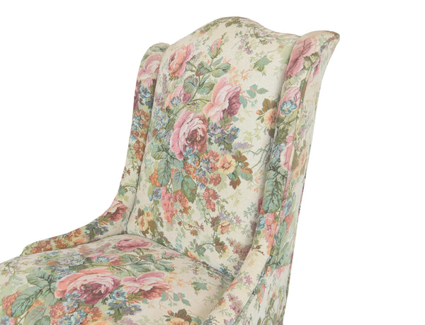 edgebrookhouse Vintage Georgian Style Camelback Shallow Wing Chairs With Walnut Legs - a Pair