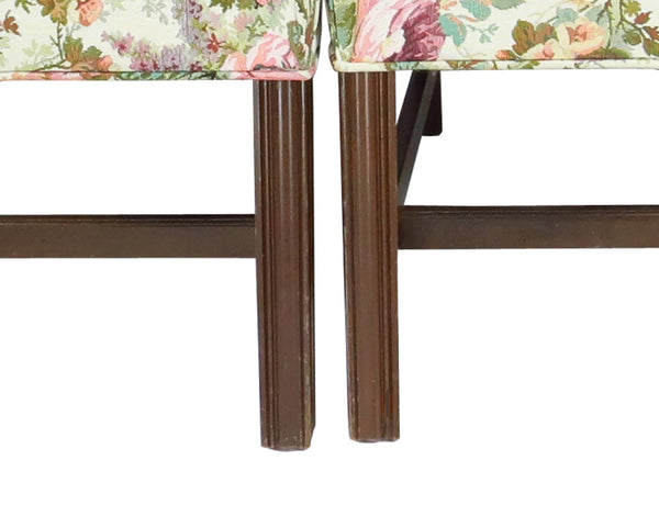 edgebrookhouse Vintage Georgian Style Camelback Shallow Wing Chairs With Walnut Legs - a Pair