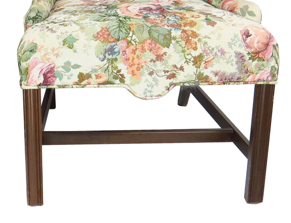 edgebrookhouse Vintage Georgian Style Camelback Shallow Wing Chairs With Walnut Legs - a Pair