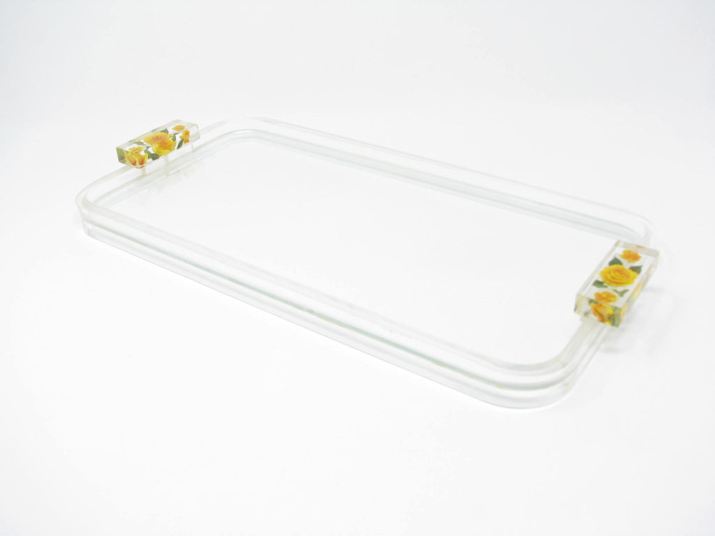 Vintage Glass and Lucite Acrylic Vanity Tray with Yellow Flower Handle – edgebrookhouse Vintage Glass and Lucite Acrylic Vanity Tray with Yellow Flower Handle – edgebrookhouse