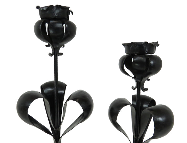 edgebrookhouse - Vintage Gothic Revival Style Wrought Iron Floor Candle Holders - Set of 2