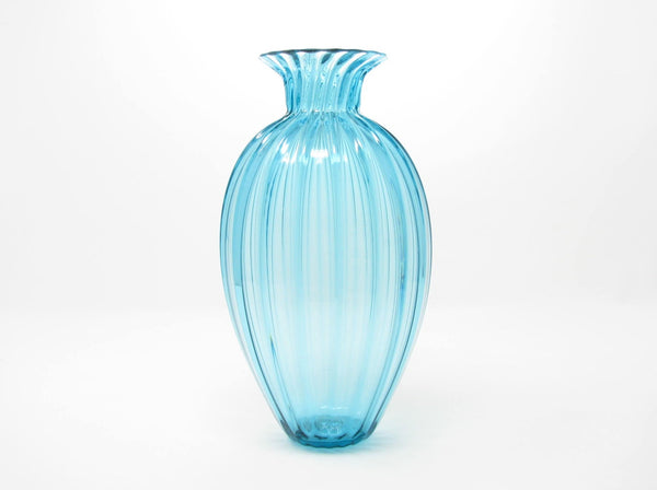 Vintage Greenfield Village Glassworks Turquoise Aqua Studio Art Glass Vase