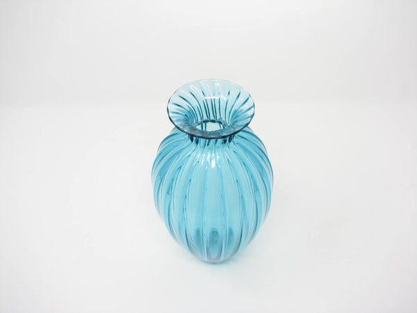Vintage Greenfield Village Glassworks Turquoise Aqua Studio Art Glass Vase