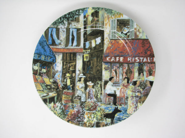 Vintage Guy Buffet Marche Aux Fleurs French Scenes Porcelain Dinner Plates Made in Japan - 6 Pieces