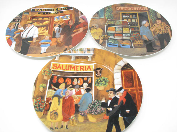 Vintage Guy Buffet Tuscan Storefronts Italian Scenes Porcelain Dinner Plates - 3 Pieces