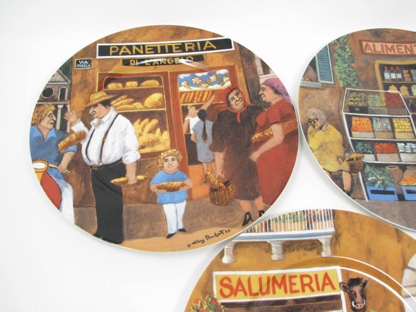 Vintage Guy Buffet Tuscan Storefronts Italian Scenes Porcelain Dinner Plates - 3 Pieces