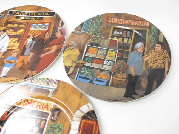 Vintage Guy Buffet Tuscan Storefronts Italian Scenes Porcelain Dinner Plates - 3 Pieces