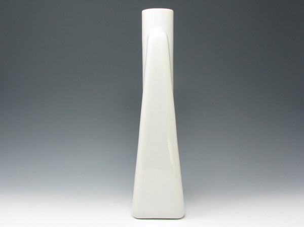 Vintage Haeger Modernist Tall White Pottery Vase