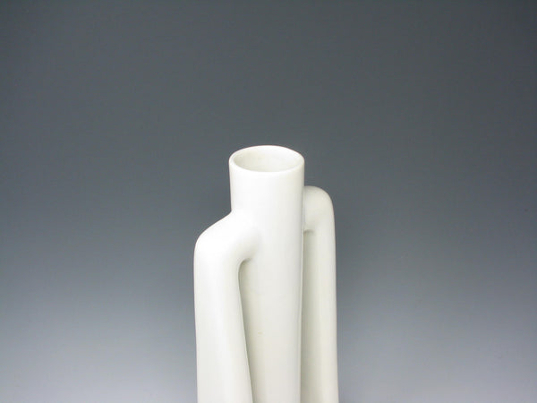 Vintage Haeger Modernist Tall White Pottery Vase