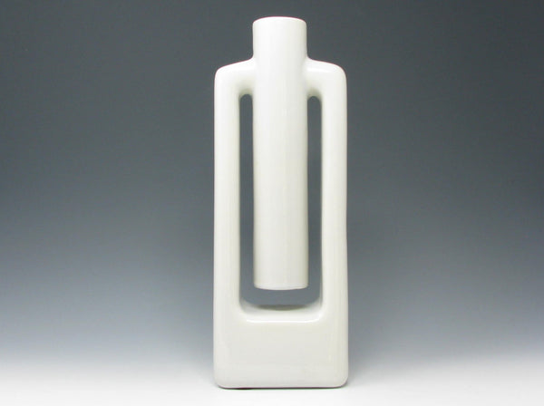 Vintage Haeger Modernist Tall White Pottery Vase