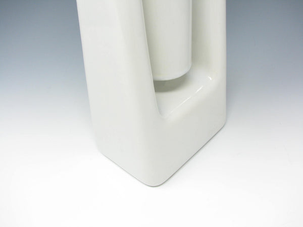 Vintage Haeger Modernist Tall White Pottery Vase