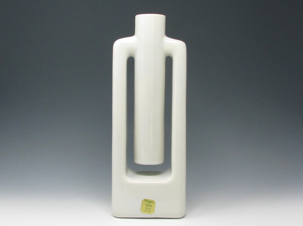 Vintage Haeger Modernist Tall White Pottery Vase