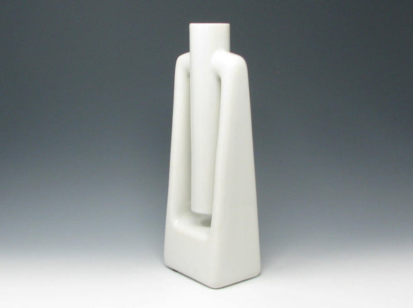 Vintage Haeger Modernist Tall White Pottery Vase