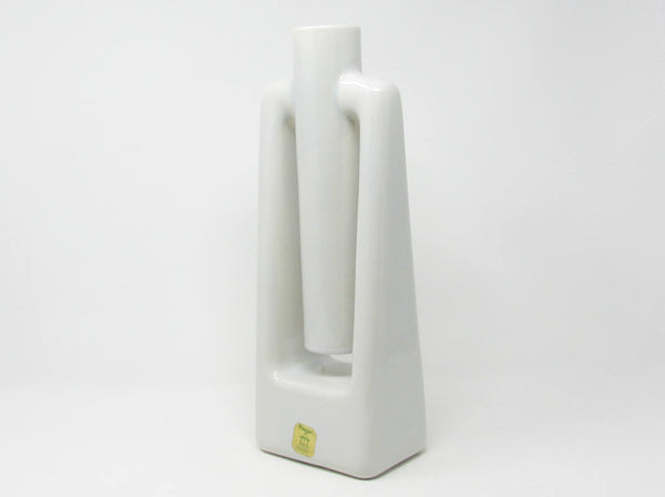 Vintage Haeger Modernist Tall White Pottery Vase