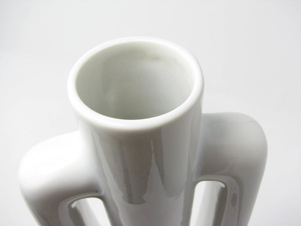 Vintage Haeger Modernist Tall White Pottery Vase