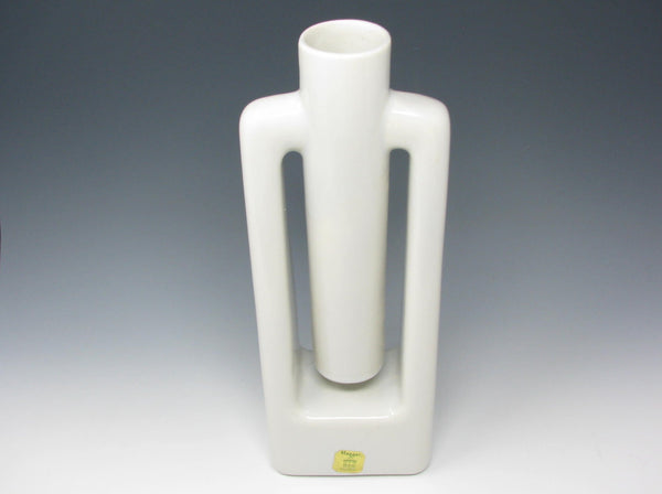 Vintage Haeger Modernist Tall White Pottery Vase
