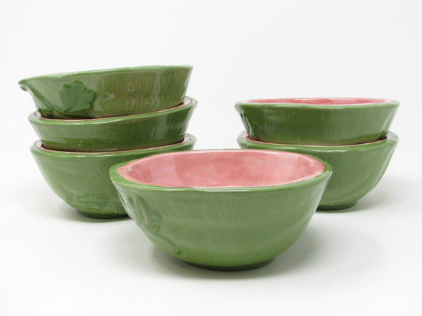 Vintage Hand-Painted Ceramic Watermelon Bowls - 6 Pieces
