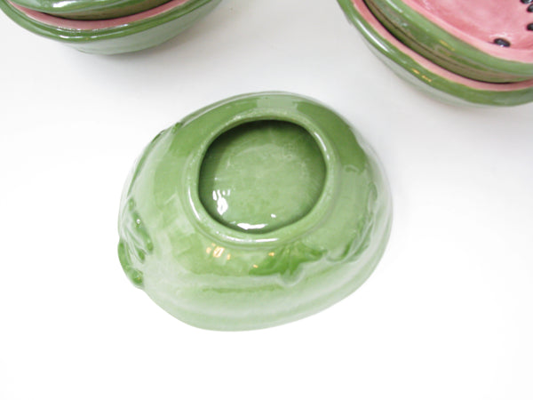 Vintage Hand-Painted Ceramic Watermelon Bowls - 6 Pieces
