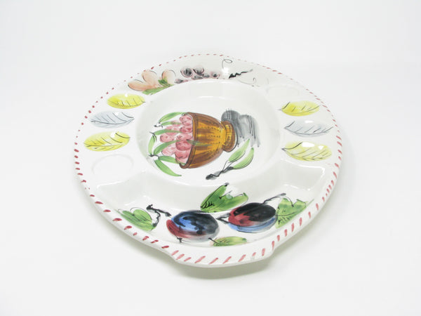Vintage Hand-Painted Italian Ceramic Divided Serving Platter with Deviled Eggs Compartments