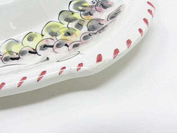 Vintage Hand-Painted Italian Ceramic Divided Serving Platter with Deviled Eggs Compartments