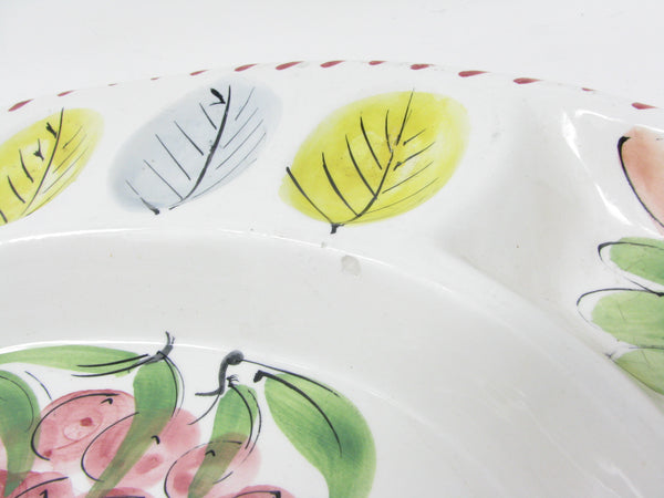 Vintage Hand-Painted Italian Ceramic Divided Serving Platter with Deviled Eggs Compartments