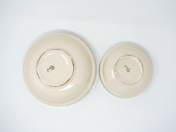 edgebrookhouse Vintage Hódmezovásárhely Hungarian Folk Art Slipware Pottery Nesting Bowls with Tulip Rim - 4 Pieces