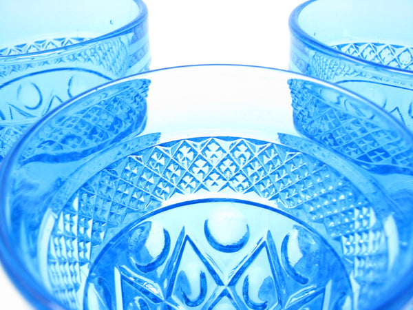 edgebrookhouse Vintage Imperial Glass Ohio Cape Cod Blue Antique Turquoise Pressed Patterned Glass Goblets - 4 Pieces