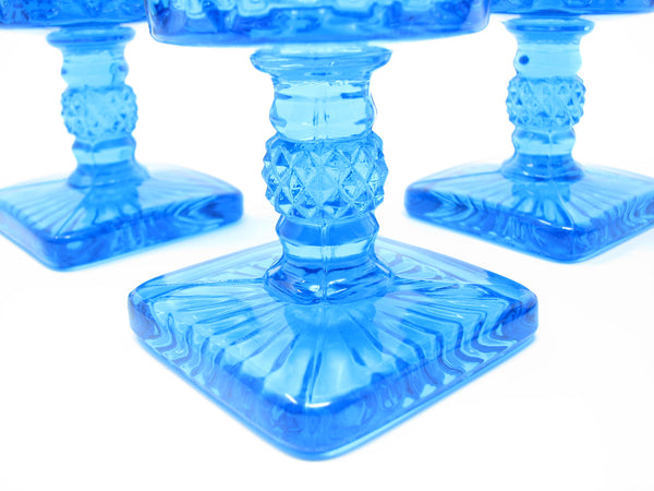 edgebrookhouse Vintage Imperial Glass Ohio Cape Cod Blue Antique Turquoise Pressed Patterned Glass Goblets - 4 Pieces