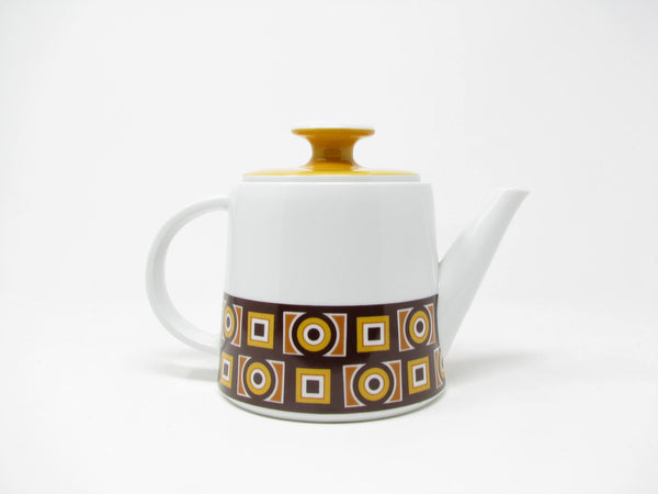 edgebrookhouse Vintage Imperial Japan Siena Ware Porcelain Teapot with Geometric Design