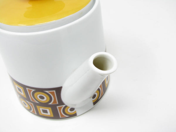 edgebrookhouse Vintage Imperial Japan Siena Ware Porcelain Teapot with Geometric Design