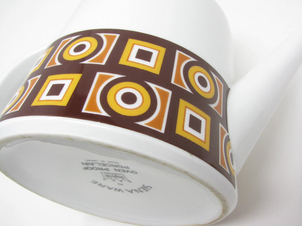 edgebrookhouse Vintage Imperial Japan Siena Ware Porcelain Teapot with Geometric Design