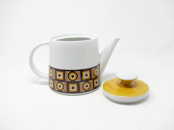 edgebrookhouse Vintage Imperial Japan Siena Ware Porcelain Teapot with Geometric Design
