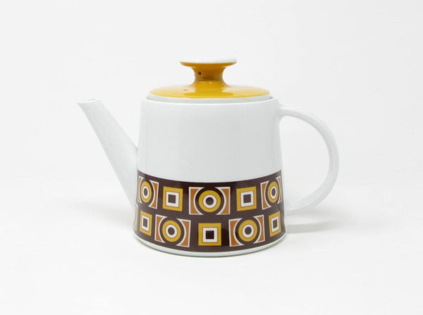 edgebrookhouse Vintage Imperial Japan Siena Ware Porcelain Teapot with Geometric Design
