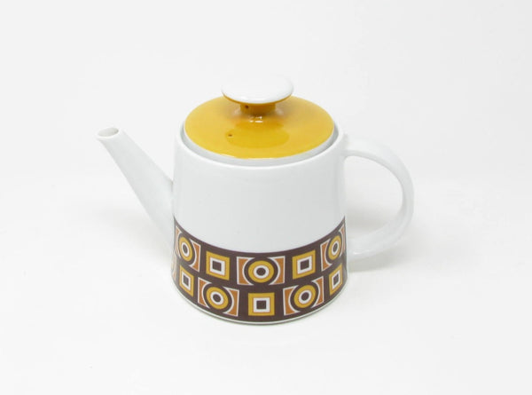 edgebrookhouse Vintage Imperial Japan Siena Ware Porcelain Teapot with Geometric Design