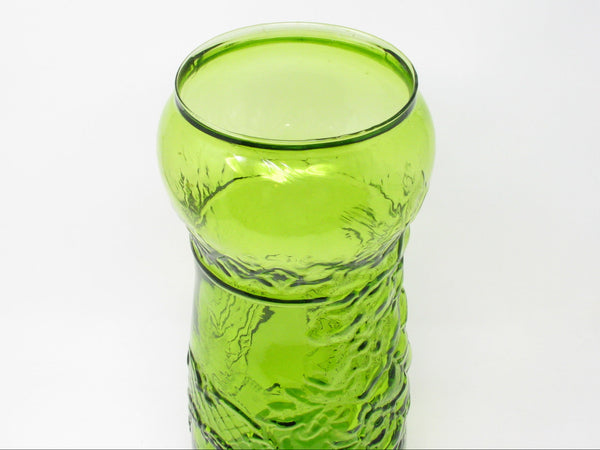 Vintage Indiana Glass Tiara Large Green Glass Vase with Embossed Floral Pattern