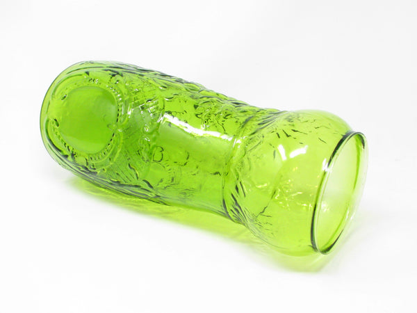 Vintage Indiana Glass Tiara Large Green Glass Vase with Embossed Floral Pattern