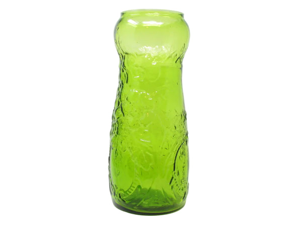 Vintage Indiana Glass Tiara Large Green Glass Vase with Embossed Floral Pattern