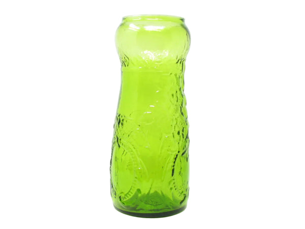 Vintage Indiana Glass Tiara Large Green Glass Vase with Embossed Floral Pattern