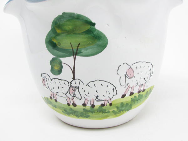 Vintage Italian Ceramic Bowl or Planter Pot with Sheep and Trees