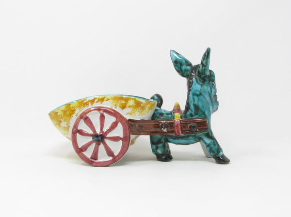 Vintage Italian Pottery Donkey and Cart Planter